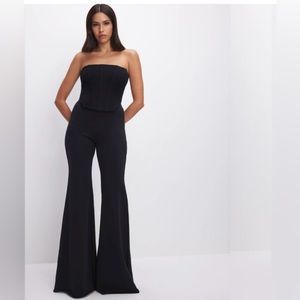 Good American Compression Terry Super Flare Pants Small Black